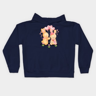 Romantic Bunny Couple Kids Hoodie